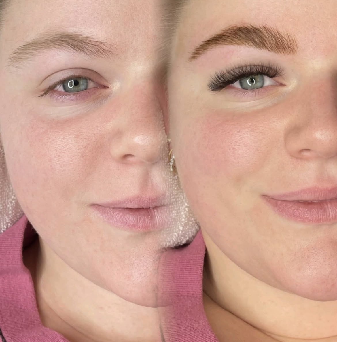Two clients showing fresh brows and lashes