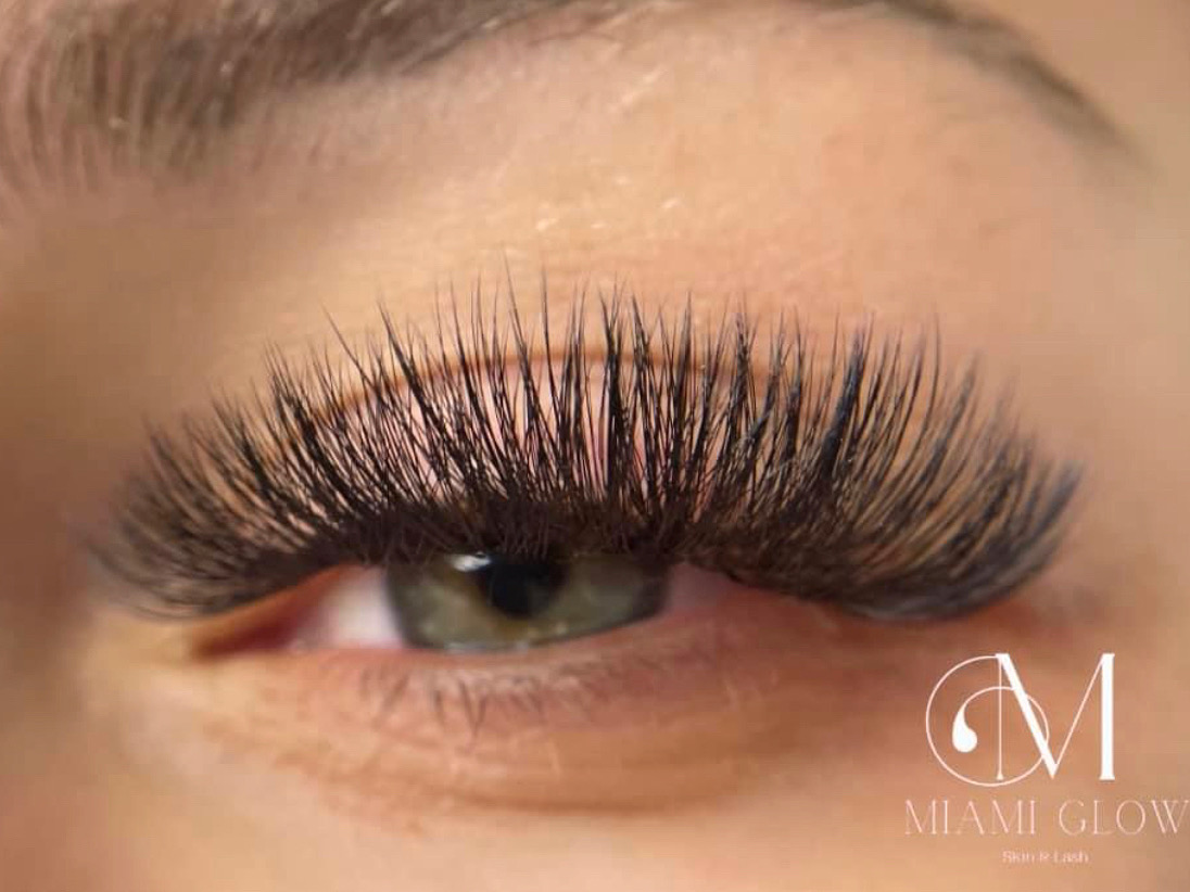 Full, fluffy lash extensions up close